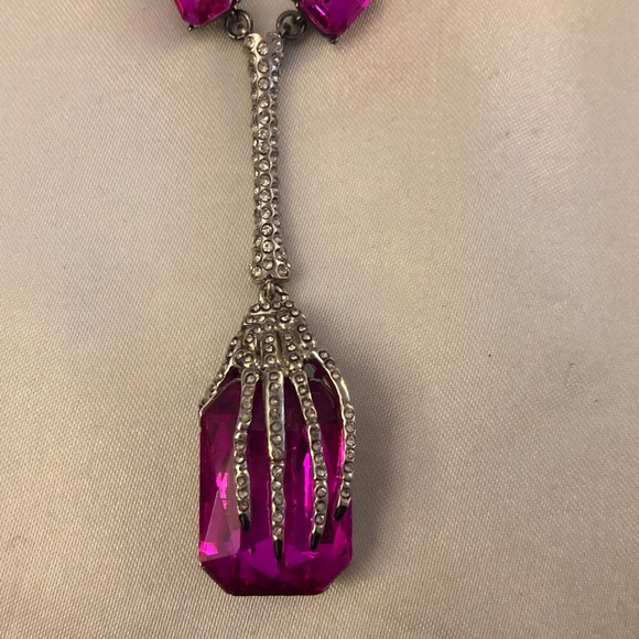 Betsey Johnson Gun Metal Tone Skeleton Hand Y Drop Pendant Necklace Crystal NWT - Picture 14 of 14